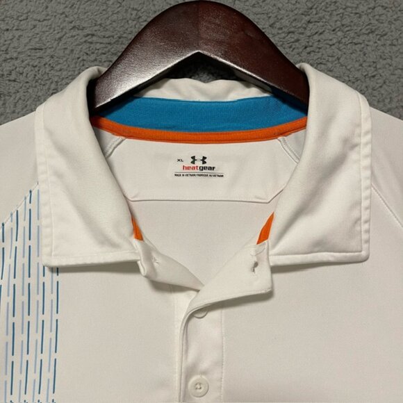 Under Armour Golf Polo Mens XL HeatGear Loose White Athletic Golf Shirt Preppy - Picture 4 of 15